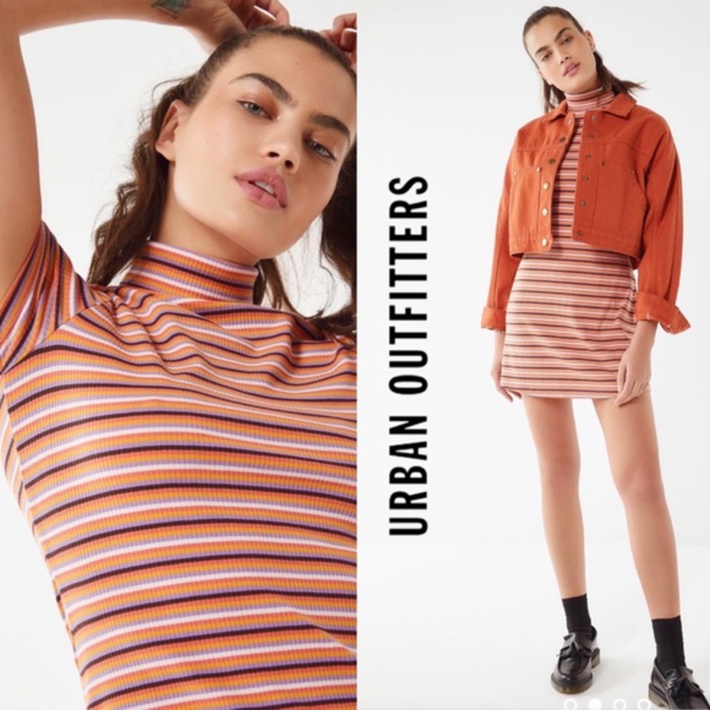 Urban Outfitters Retro Striped Shortsleeve Moc Mini Dress